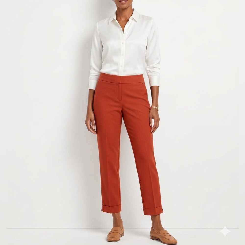 TALBOTS Rust Burnt Orange Ankle Dress Pants Trousers Petite Size 6P❤️